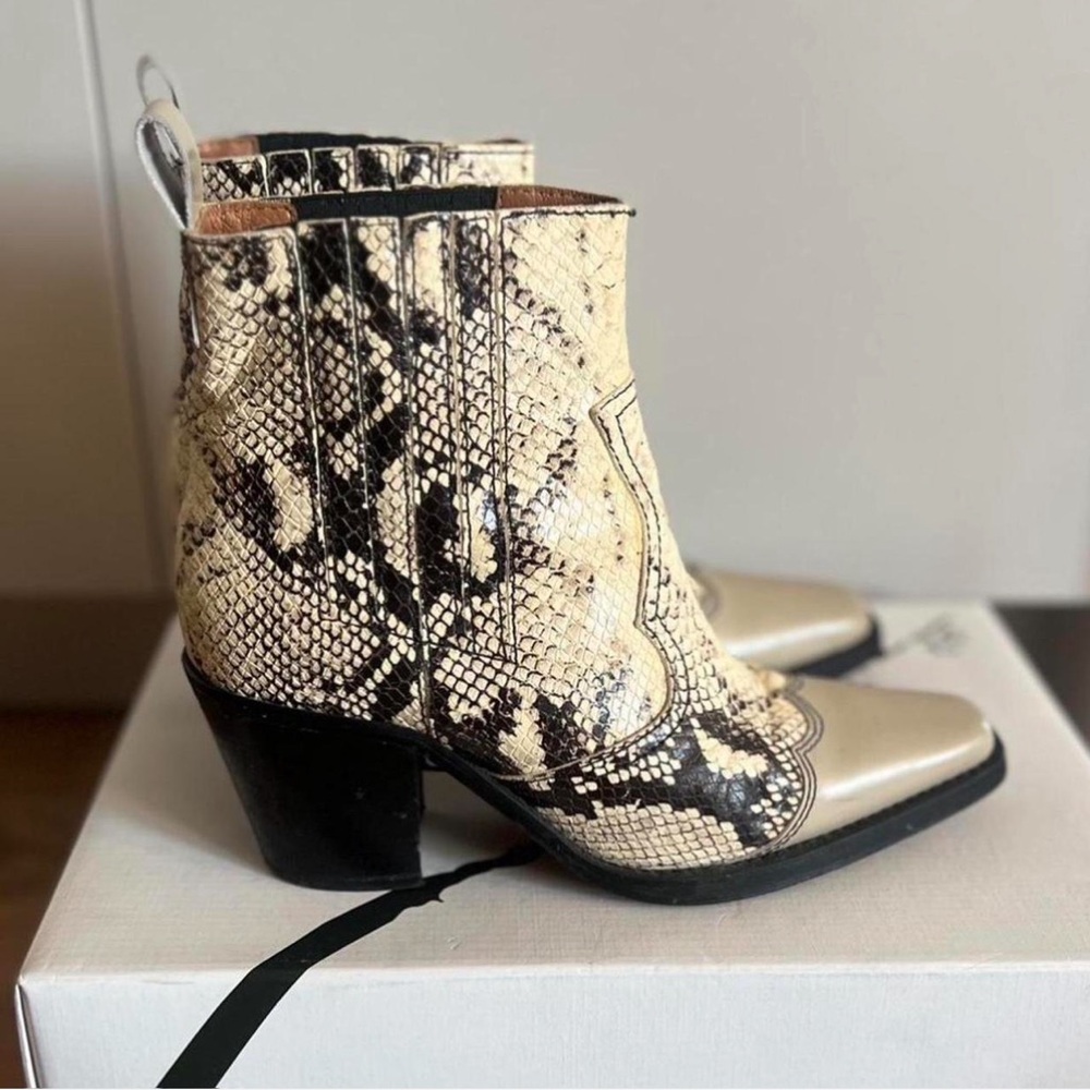 GANNI Lovina 70mm snake skin leather cowboy western boots🤠